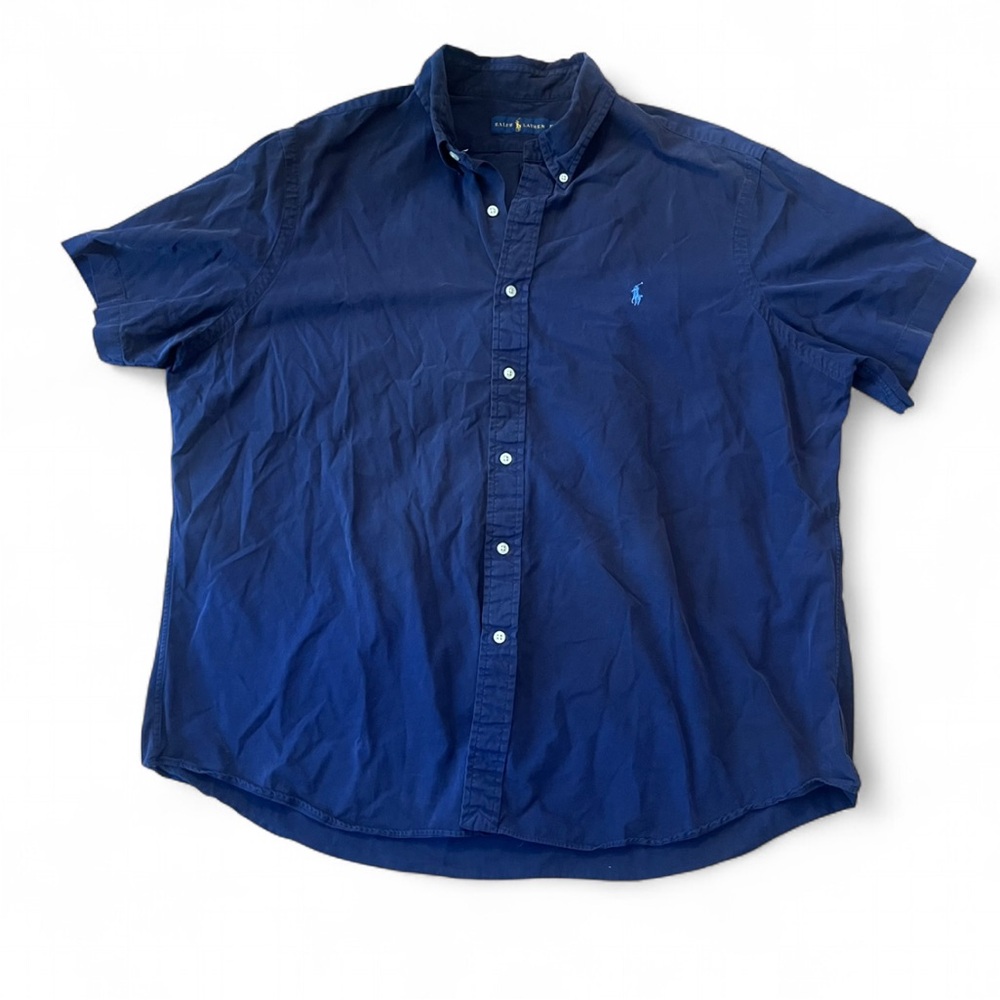 Ralph Lauren Men's Short Sleeve Navy Button Down Shirt